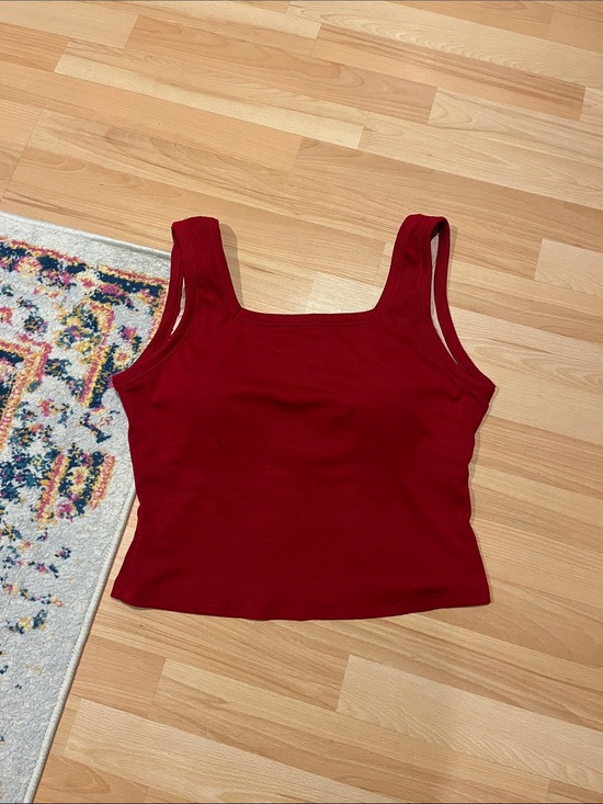 OGL Tops - NWOT OGL Ribbed Square-Neck Tank Top - Deep Red
